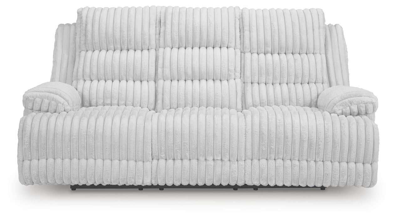 Rhines Falls - Reclining Power Sofa With Drop Down Table - Alloy