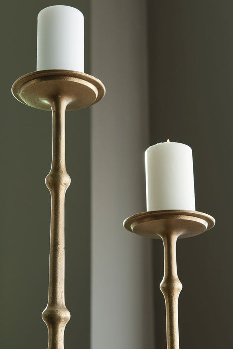 Larwick - Candle Holder Set (Set of 2) - Antique Brass Finish
