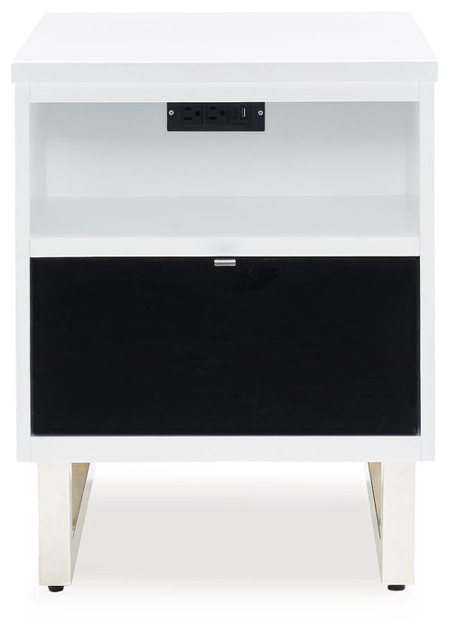Gardoni - Chair Side End Table - White / Black