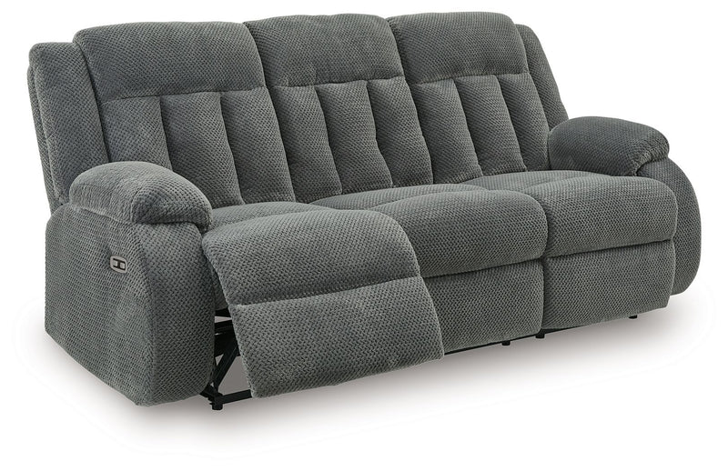 Observation - Reclining Power Sofa With Drop Down Table - Steel