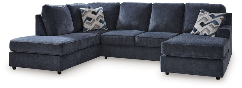 Albar Place - 3 Pc. - 2-Piece Sectional With Raf Sofa Chaise, Ottoman - Cobalt