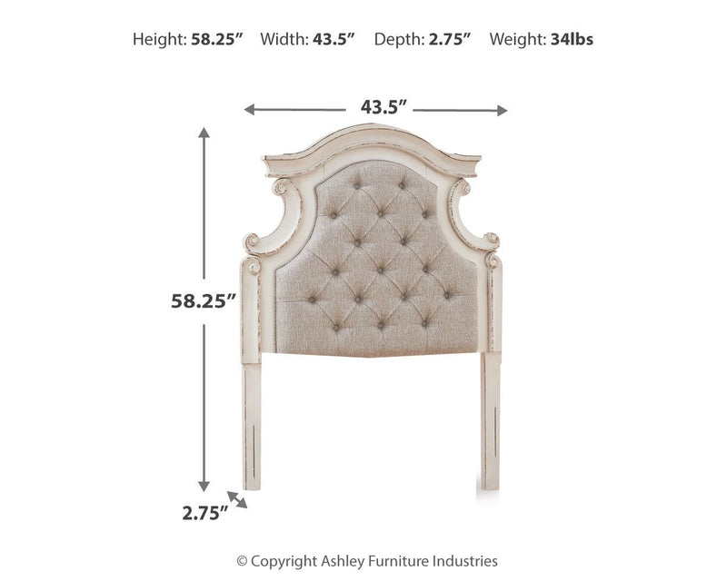 Realyn - Twin UPH Panel Headboard - Chipped White
