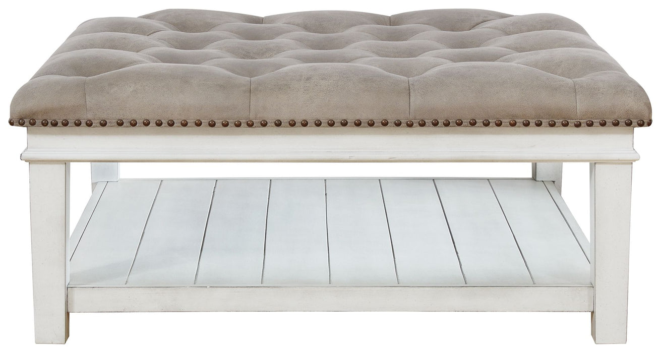 Kanwyn - Uph Ottoman Cocktail Table - Whitewash