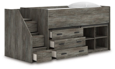 Frandern Loft Bed with Bookcase and Drawer Storage