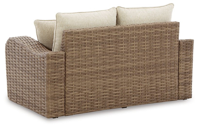 Sandy Bloom Outdoor Loveseat with Cushion