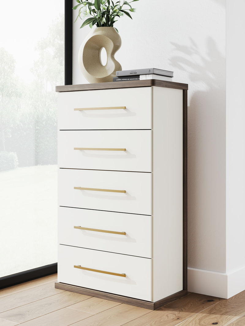 Kendanport - Five Drawer Chest - Brown / White