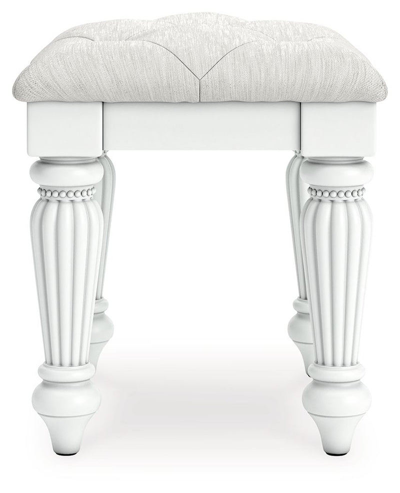 Kozlani - Vanity Upholstered Stool - White