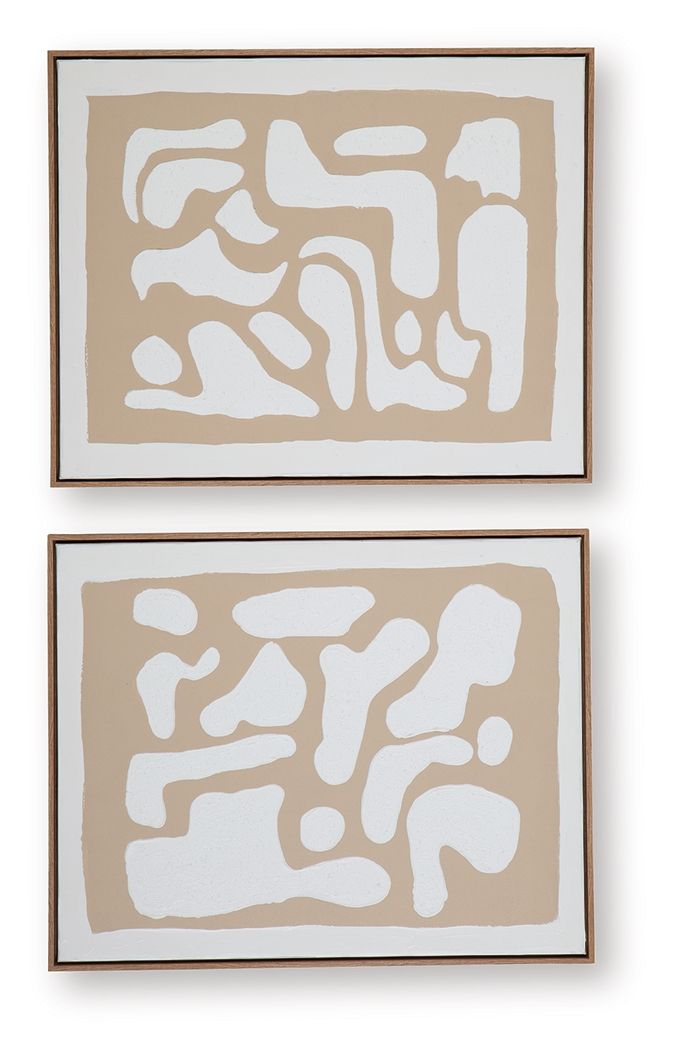 Waldett - Wall Art Set (Set of 2) - Beige / White