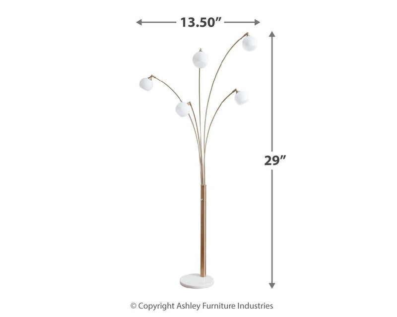 Taliya - Metal Arc Lamp  - Champagne / White