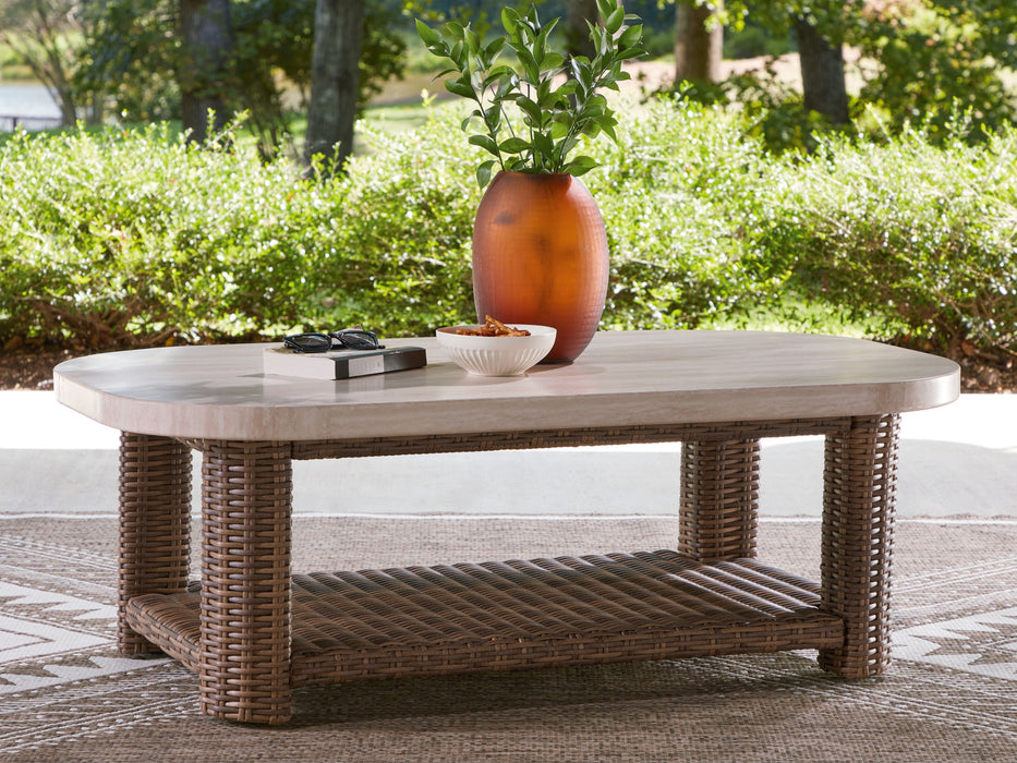 Dolan Creek - Rectangular Cocktail Table - Beige / Brown