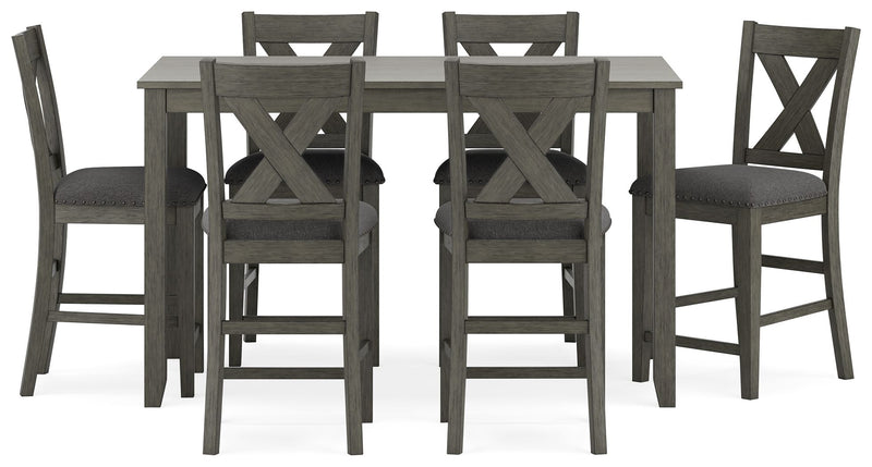 Caitbrook - Rect Drm Counter Table Set (Set of 7) - Gray