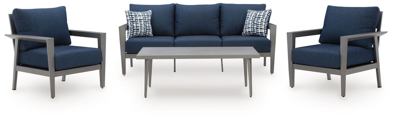 Gali - Sofa / Chairs / Table Set (Set of 4) - Gray / Blue