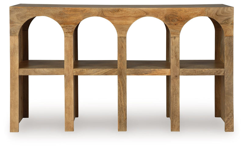 Luzmanacy - Console Sofa Table - Natural Brown